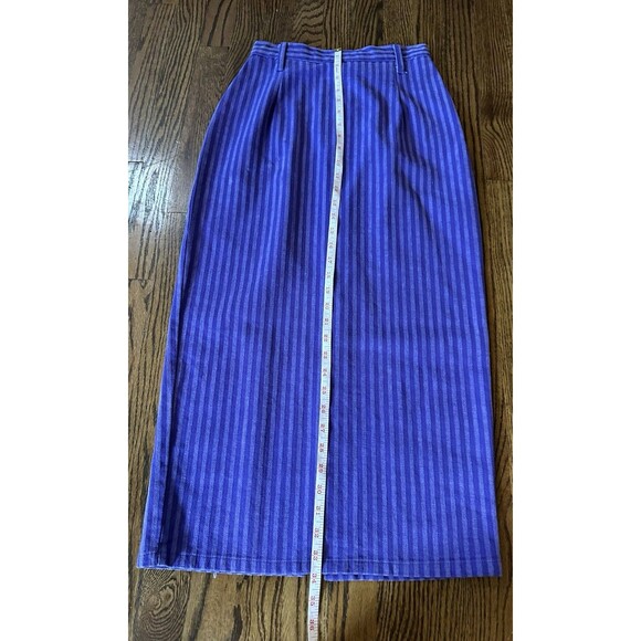 Ivy Club Classics Vtg Purple Stripe Denim Zip Pencil Skirt 80s/90s Preppy Size 7 - Picture 6 of 9